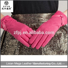 Mode Damen kleiden rosa Leder Handschuhe mit Wildleder in Palme